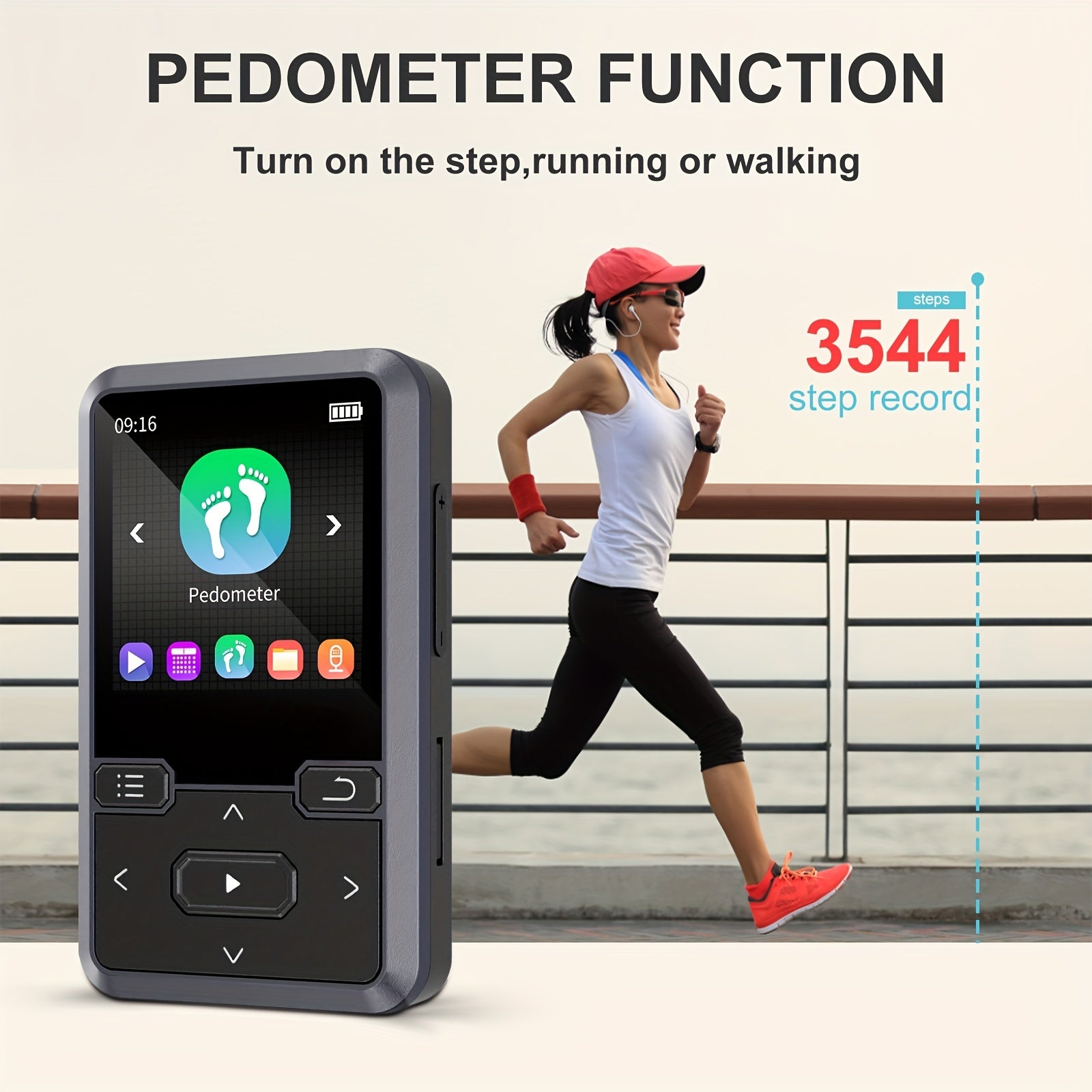 32GB Mini Portable MP3 Player - Exceptional High-Fidelity Sound, FM Radio, Voice Recorder, E-book, Pedometer - Includes USB C Cable, Earphone, Perfect for Sports, Travel, and Camping Adventures
