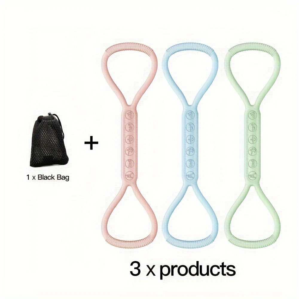 3pcs Silicone Resistance Bands Set, Non-Slip Medium Tension Stretch Straps for Fitness, Yoga, Strength Training, Home & Outdoor Exercise Equipment for Men and Women, Gym Accessories - Path to Self-Improvement