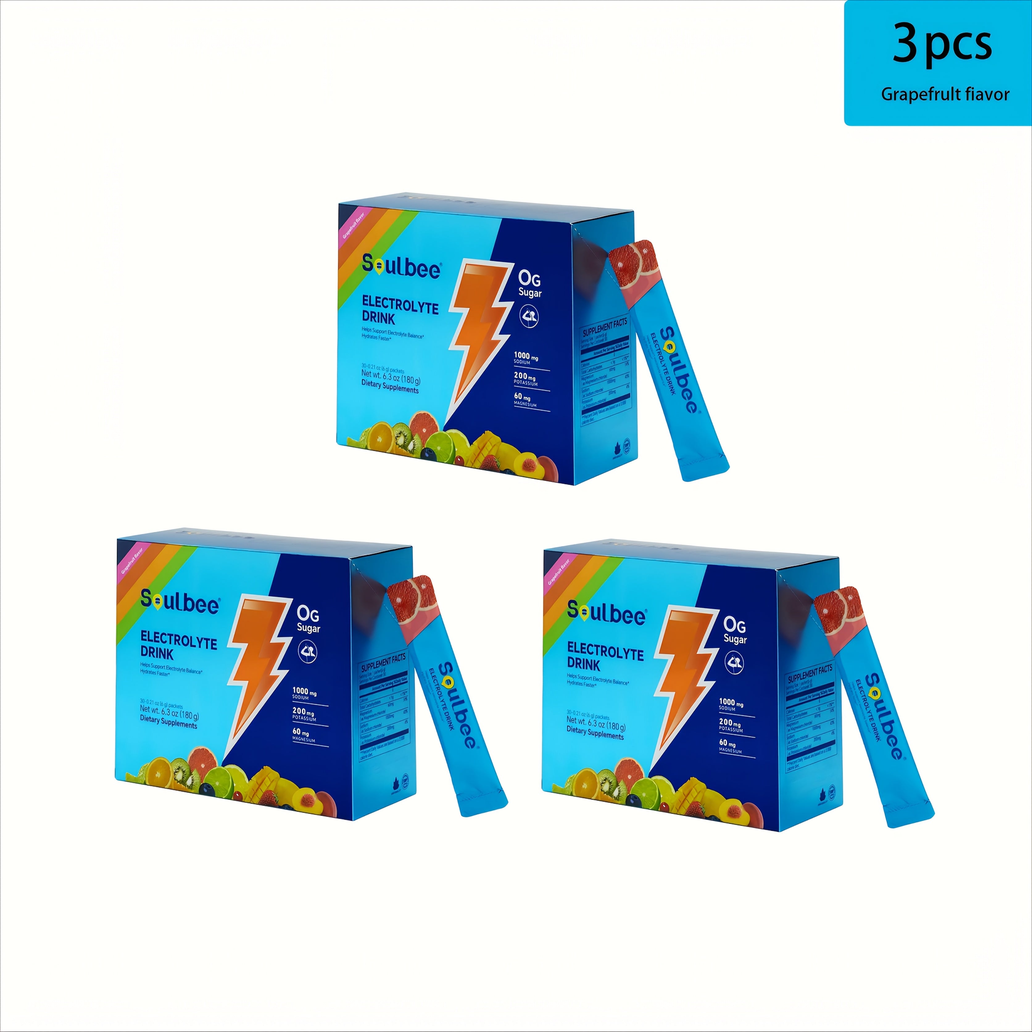 30-Pack Zero Sugar Electrolyte Sports Drink - Natural Fruit Flavors (Strawberry, Orange, Grape, Blueberry, Raspberry) - High-Efficiency Hydration with Potassium, Magnesium & Sodium - No Artificial Sweeteners, No Artificial Co