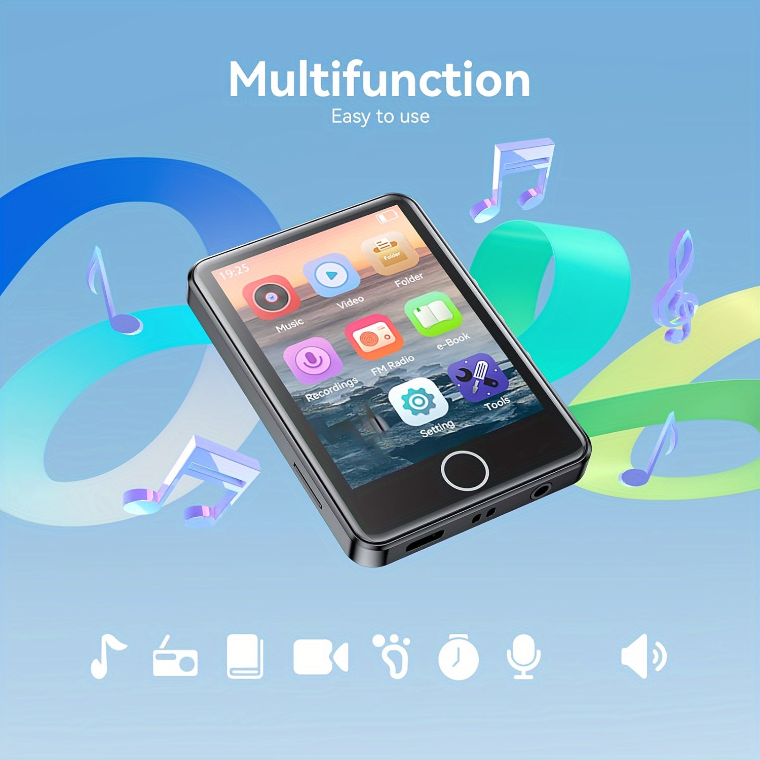 64Gb Portable Mp3 Player - 2.8" Full Touch Screen, Hd Sound, Expandable Up To 128Gb - Ideal Present For Youngsters On Christmas, Birthdays.