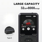 32GB Mini Portable MP3 Player - Exceptional High-Fidelity Sound, FM Radio, Voice Recorder, E-book, Pedometer - Includes USB C Cable, Earphone, Perfect for Sports, Travel, and Camping Adventures