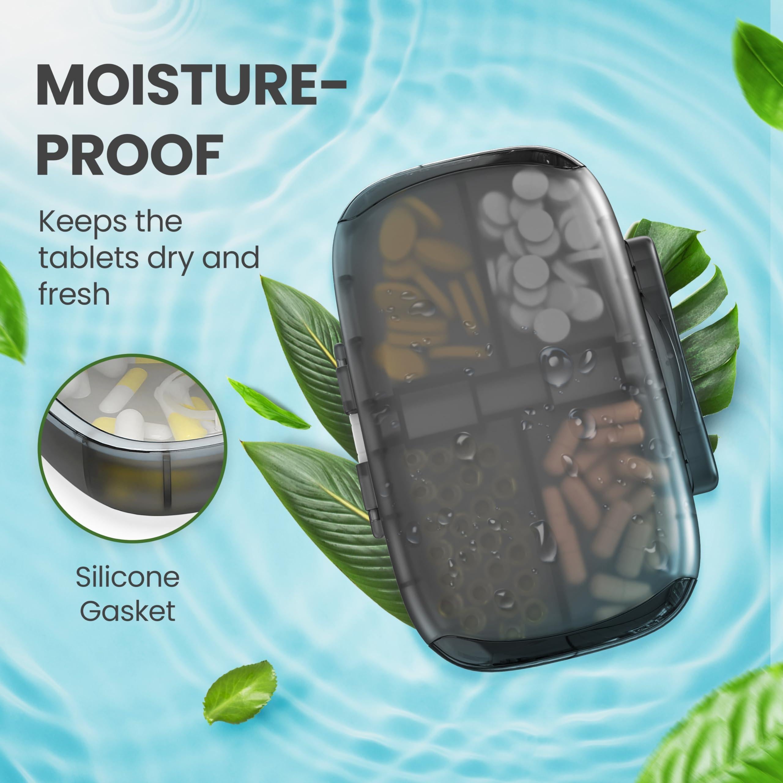 Medicine Pill Organizer Travel Airtight Pill Box for Purse Vitamin