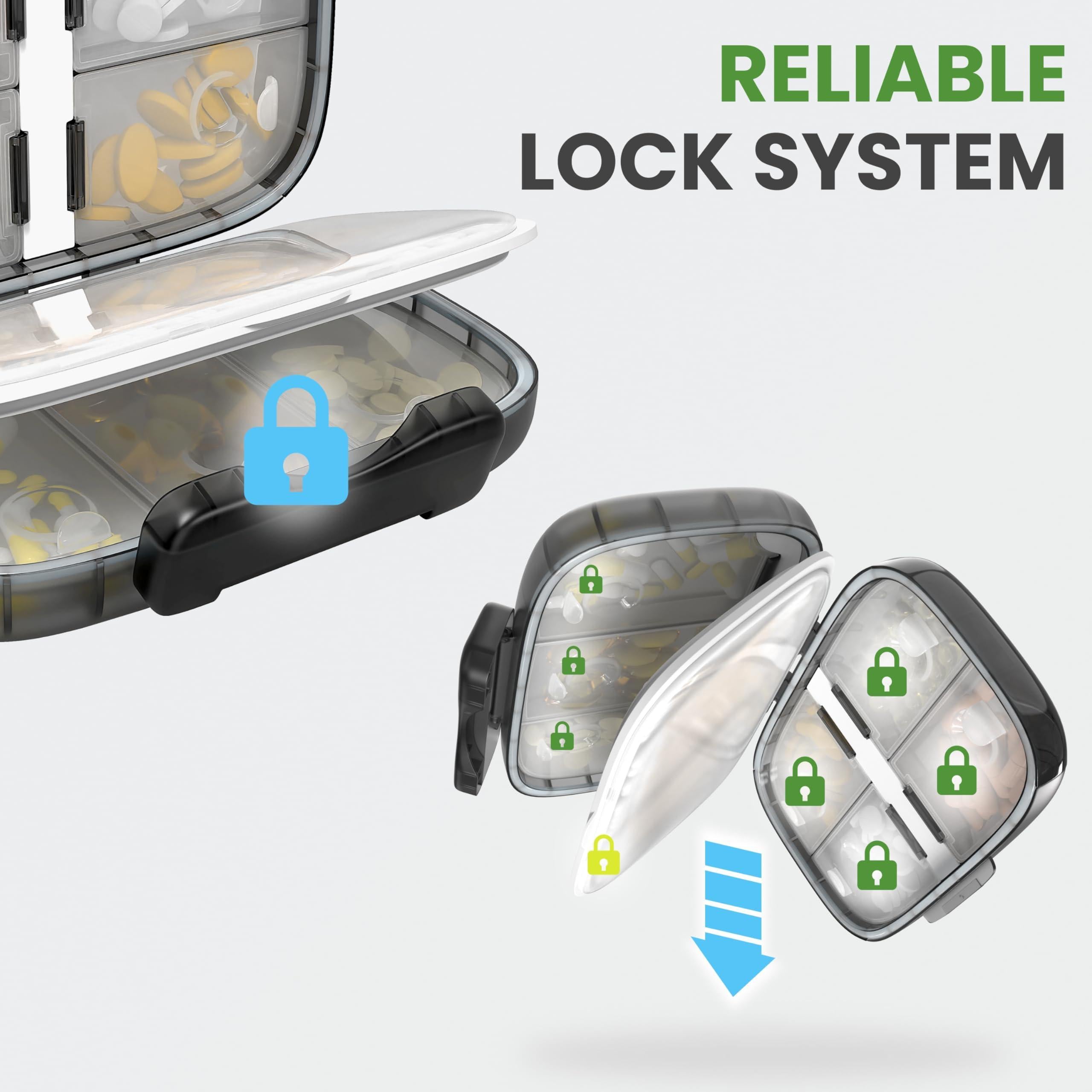 Medicine Pill Organizer Travel Airtight Pill Box for Purse Vitamin