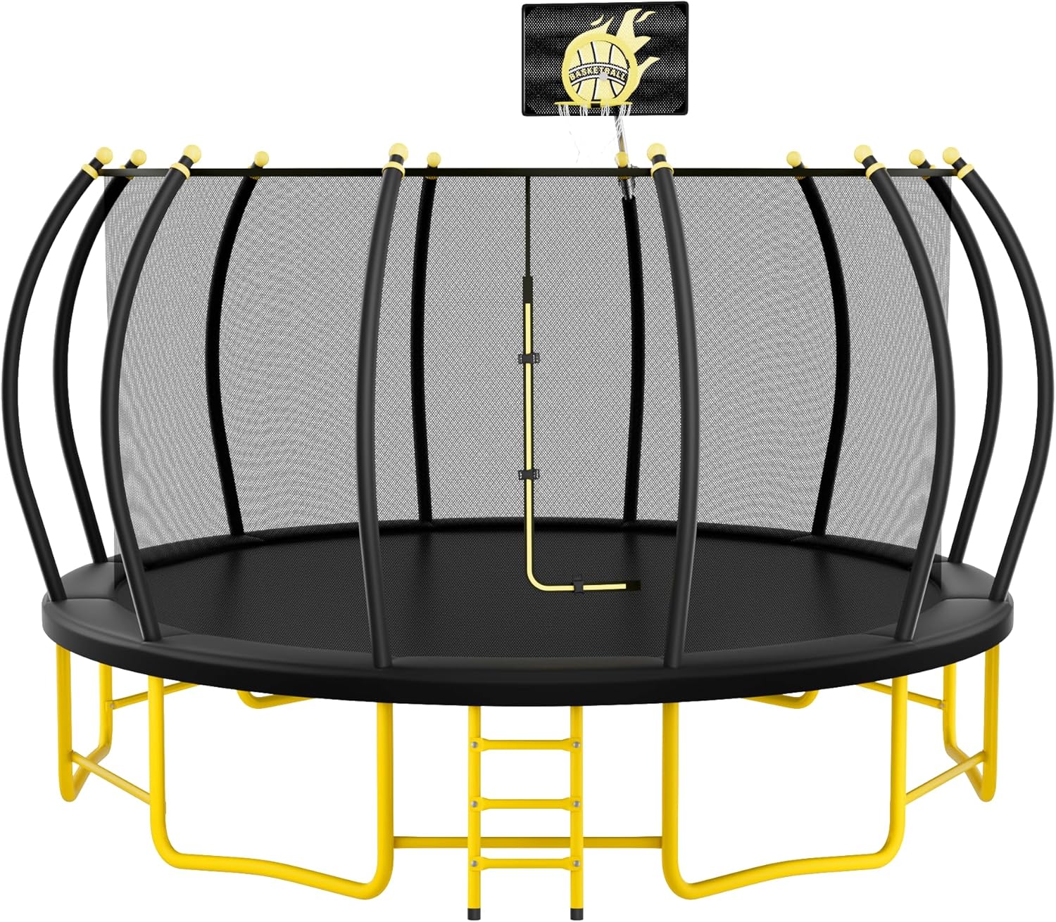 16FT Round Trampoline with Basketball Hoop for Kids Adults Outdoor Recreational Trampoline with Ladder and Safety - Path to Self-Improvement
