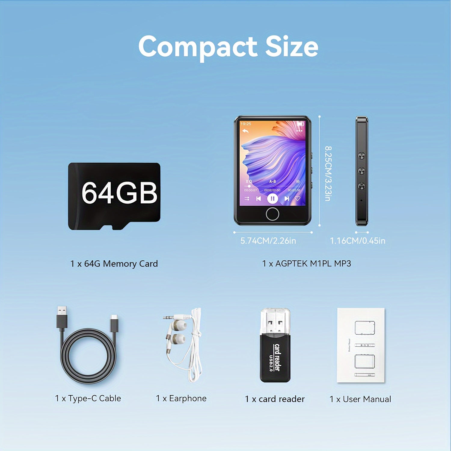 64Gb Portable Mp3 Player - 2.8" Full Touch Screen, Hd Sound, Expandable Up To 128Gb - Ideal Present For Youngsters On Christmas, Birthdays.