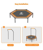 55 in adult trampoline, sports bounce, with U-shaped armrests, indoor fitness trampoline, maximum load 800 lbs