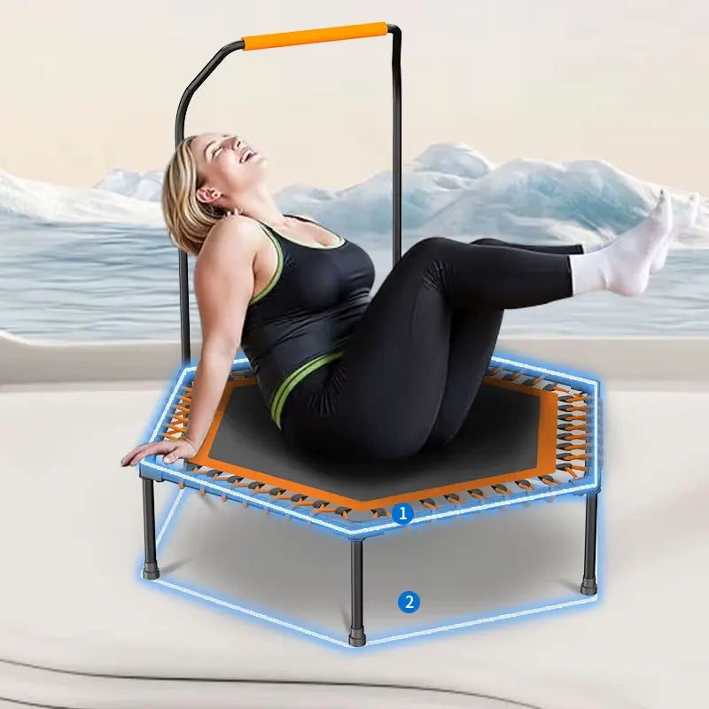 55 in adult trampoline, sports bounce, with U-shaped armrests, indoor fitness trampoline, maximum load 800 lbs