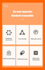 55 in adult trampoline, sports bounce, with U-shaped armrests, indoor fitness trampoline, maximum load 800 lbs