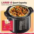 1200W 12-in-1 Electric Pressure Cooker 8Qt, Stainless Steel Pressure Cooker, Slow Cook Rice Cooker Steamer Sauté, Yogurt