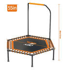 55 in adult trampoline, sports bounce, with U-shaped armrests, indoor fitness trampoline, maximum load 800 lbs