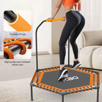 55 in adult trampoline, sports bounce, with U-shaped armrests, indoor fitness trampoline, maximum load 800 lbs