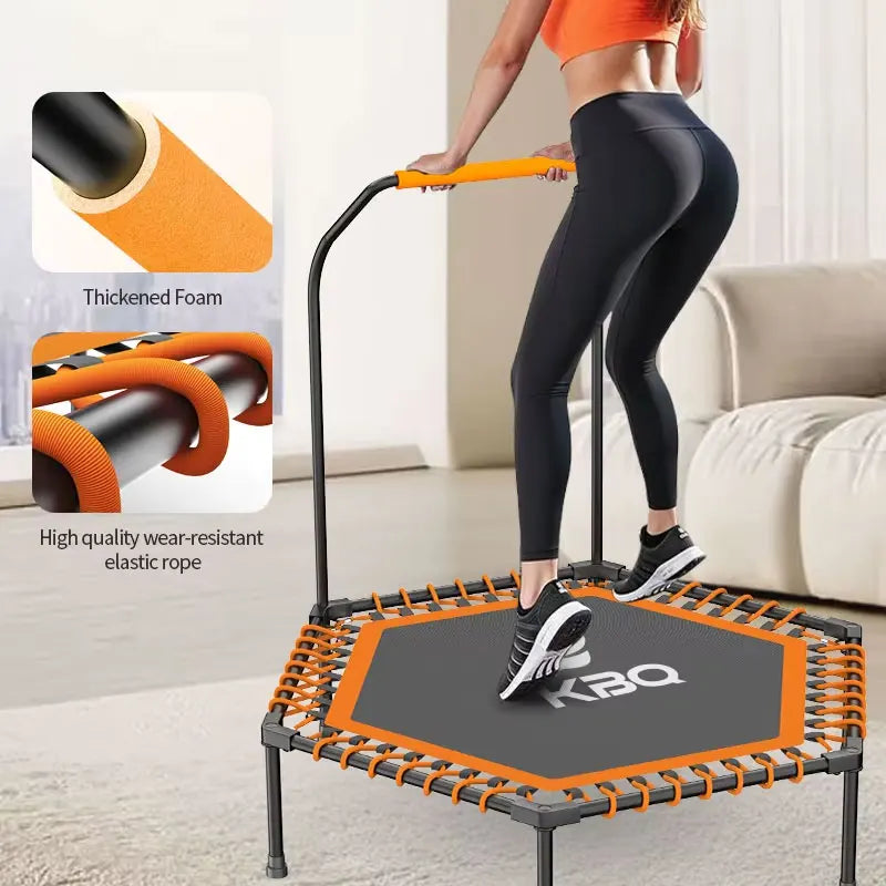 55 in adult trampoline, sports bounce, with U-shaped armrests, indoor fitness trampoline, maximum load 800 lbs