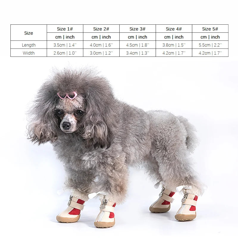 4pcs/set Elastic Winter Pet Dog Shoes Anti-slip Velvet Thickening Warmer Small Comfort Boots  Puppy Animal Chihuahua Yorkshire - Path to Self-Improvement