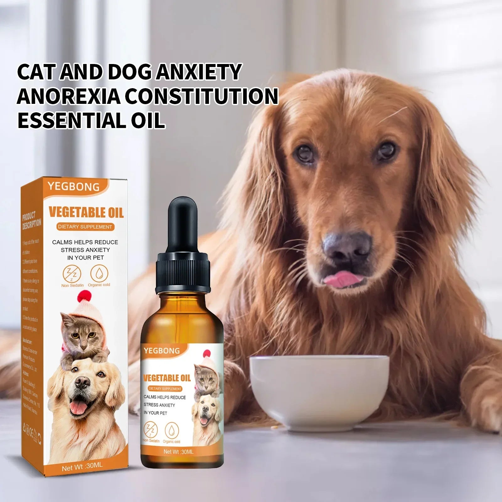 Natural Organic Calming Drops - Pet Anxiety Relief Blend Essential Oil For Dogs Cats - Path to Self-Improvement
