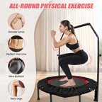 48-Inch Trampoline Foldable Fitness Trampoline Rebounder With Adjustable Handrail Bearing Max 330 lbs Outdoor Children Adults - Path to Self-Improvement