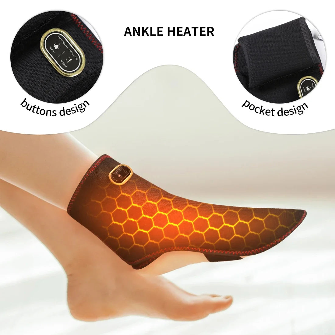 Wireless Ankle Heating Pad Electric Vibration Massage Heated Foot Hand Wrap for Wrist Ankle Rechargeable Heating Wristband Brace - Path to Self-Improvement
