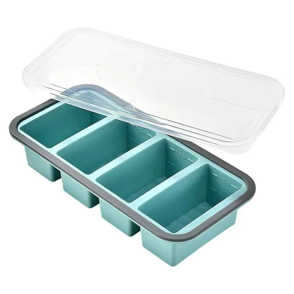 1pc Silicone Freezer Tray with Lid, Perfect for Storing Lasagna, Leftovers, Sauce, Silicone Freezer Mold for Meal Prepping