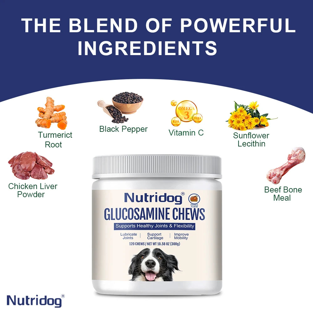 Joint Nutritional Supplement for Dogs, with Glucosamine,Curcumin&MSM, Lubricates Joints, Joint Pain Relief，For Senior Dogs,120ct - Path to Self-Improvement