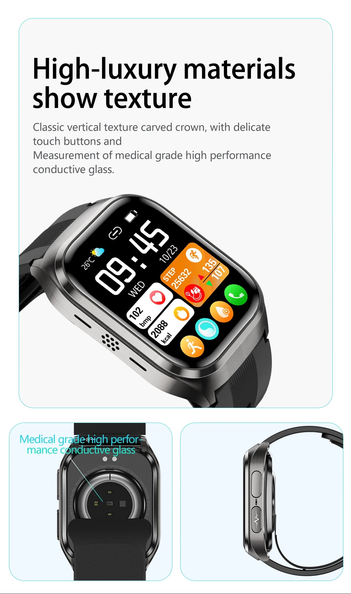 NEW Air Pump Airbag Blood Pressure Accurate Diagnosis Smart Watch ECG Temp Blood Fat Uric Acid Men Three High Monitor Smartwatch - Path to Self-Improvement