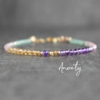 Crystal Bracelet for Anti Anxiety with Rose Quartz Amethyst Aventurine Citrine, Healing Gemstone Anxiety Bracelet for Women