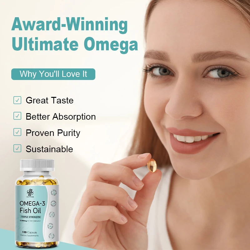 3600mg Triple Strength Omega 3 Fish Oil Supplement Rich EPA & DHA, Omega 3 Supplements for Heart, Brain & Immune Support