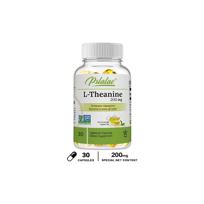 L-Theanine Capsules 200 Mg, 120 Vegetarian Supplement Relieves Stress Supports Healthy Mood and Improves Focus