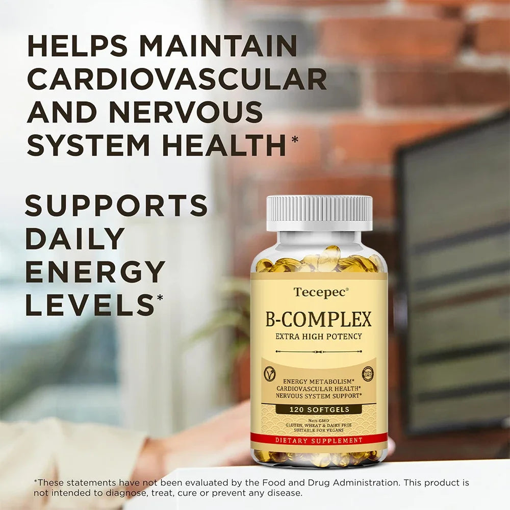 Vitamin B Complex-Contains Vitamins B1, B2, B3, B6, B5, B12 - Replenish Energy, Fight Stress and Enhance Immunity - 120 Capsules - Path to Self-Improvement