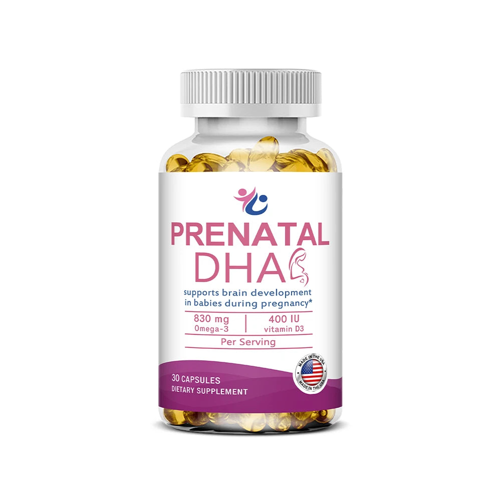 Prenatal Vitamin + DHA, Omega 3 Fish Oil with DHA & EPA for Brain Development & Nervous System Suppor, Non-GMO