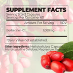 Berberine Capsules - Support Overall Health and Immune Function, Promote Digestion, Enhance Energy, Anti-oxidant and Anti-aging