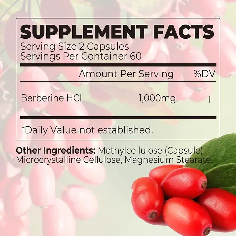 Berberine Capsules - Support Overall Health and Immune Function, Promote Digestion, Enhance Energy, Anti-oxidant and Anti-aging