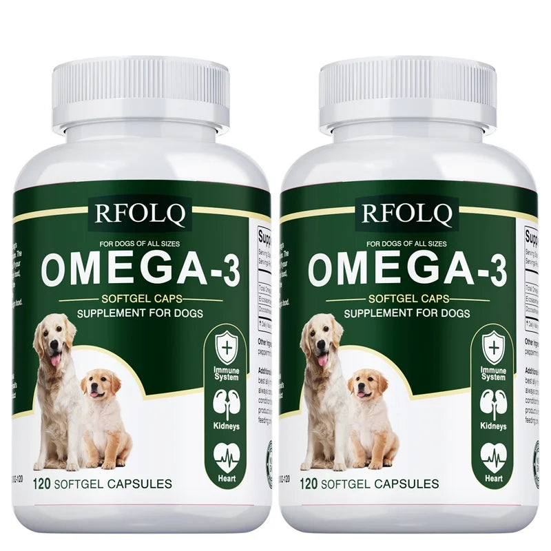 OMEGA-3 Supplement for Dogs - Reduces Hair Loss and Itching, Supports Joint, Brain and Heart Health, Skin & Hair Supplement