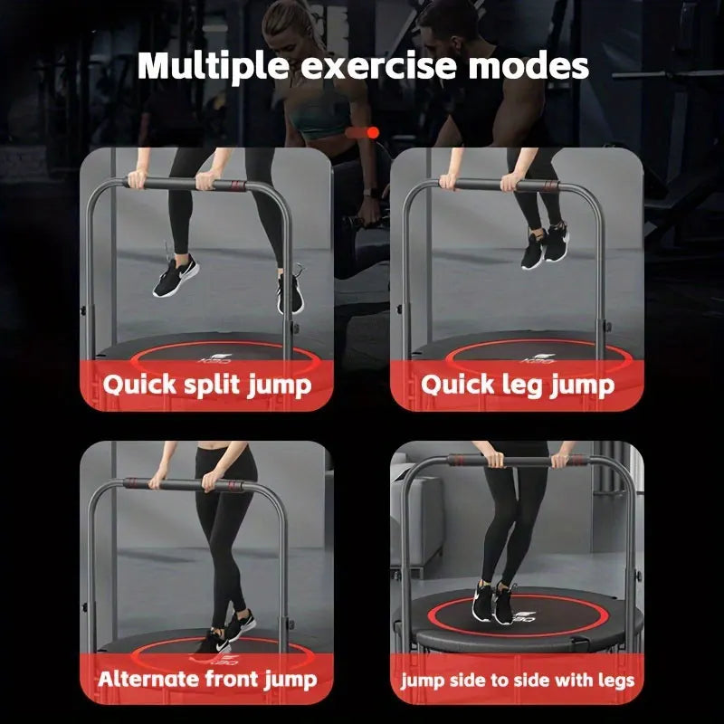 48in silent trampoline with adjustable handle, fitness trampoline, bungee jumping aerobic trainer, suitable for adult exercise - Path to Self-Improvement