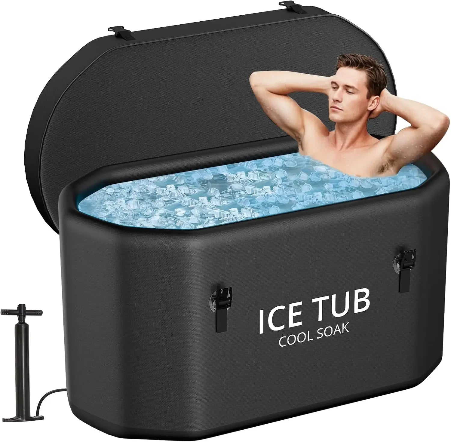 235 Gal Inflatable Cold Plunge Tub with Insulated Lid - Cold Water Therapy XXL Ice Bath Tub for Athletes Compatible Water Chiller