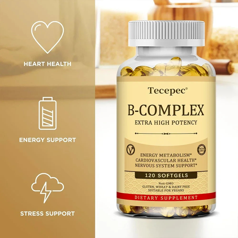 Vitamin B Complex-Contains Vitamins B1, B2, B3, B6, B5, B12 - Replenish Energy, Fight Stress and Enhance Immunity - 120 Capsules - Path to Self-Improvement