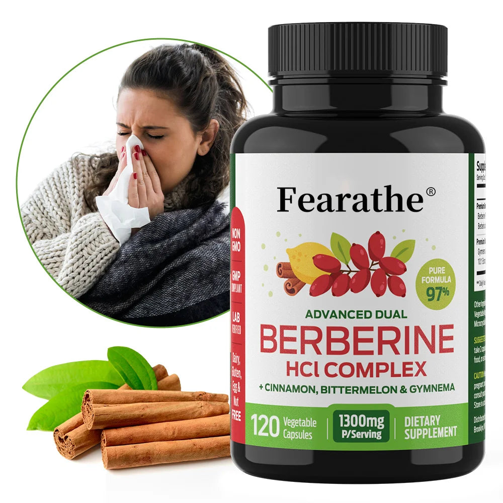 Berberine with Cinnamon, Bitter Melon Supplement - for Immune System, Digestive Health, Body Management & Energy Production