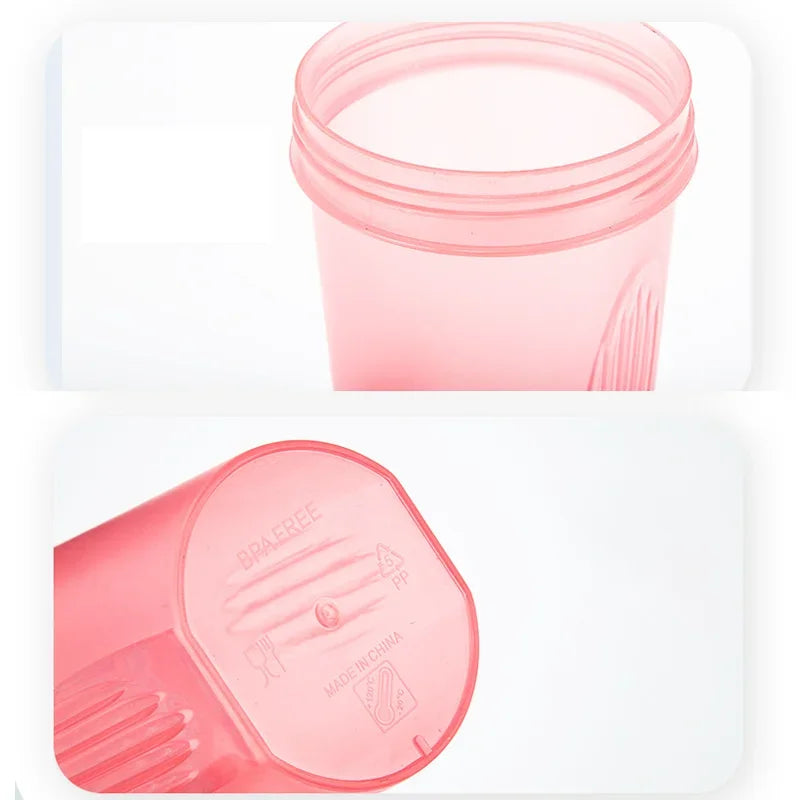 400ML Shaker Bottle Plastic Protein Shakes Bottle with Whisk Leakproof