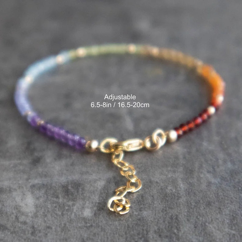 Crystal Bracelet for Anti Anxiety with Rose Quartz Amethyst Aventurine Citrine, Healing Gemstone Anxiety Bracelet for Women