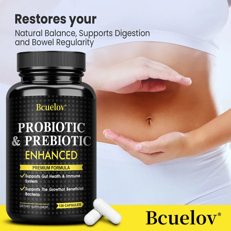 Prebiotics and Probiotics Capsules - Supports Gut Health, Digestion, Metabolism, and Weight Management, Regulating Emotions