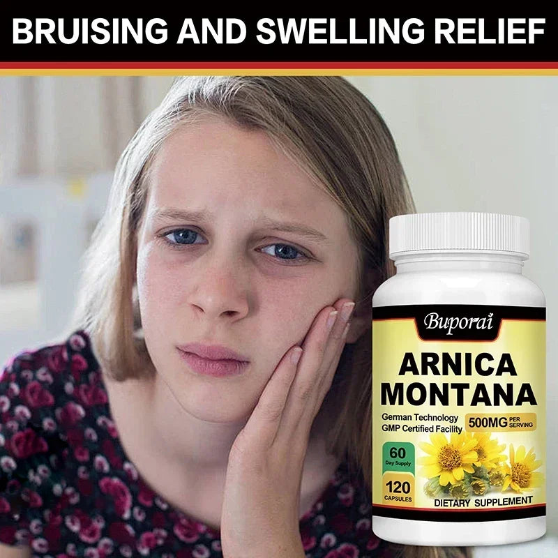 Arnica Montana Capsules - Suitable for Bruises and Swelling, Relieves Pain, Improves Mood, and Boosts Immunity - 120 Capsules - Path to Self-Improvement