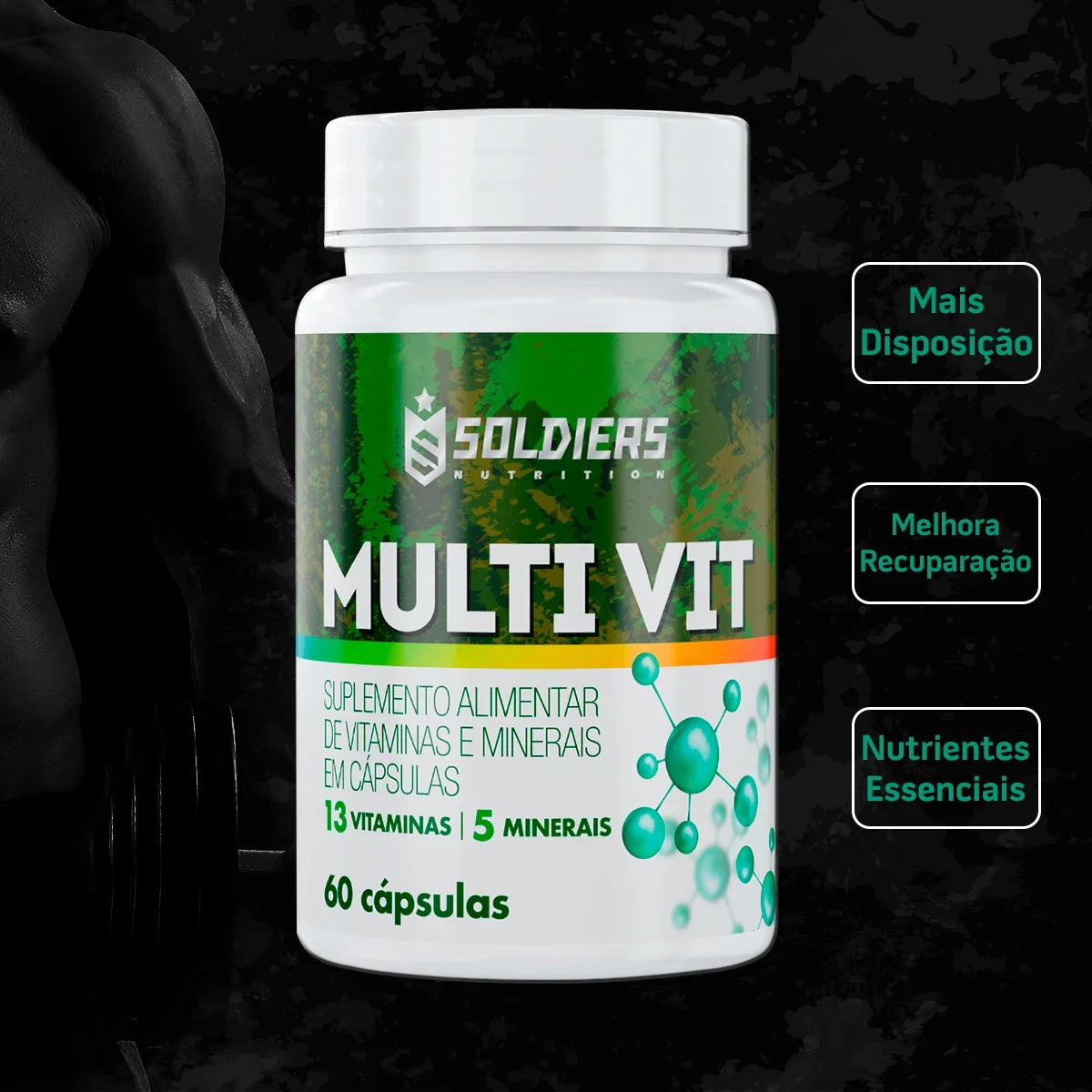 Multivitamin 60 Caps - 5 Minerals-13 Vitamins-Soldiers Nutrition - Path to Self-Improvement