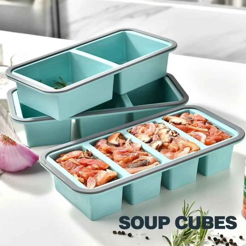 1pc Silicone Freezer Tray with Lid, Perfect for Storing Lasagna, Leftovers, Sauce, Silicone Freezer Mold for Meal Prepping