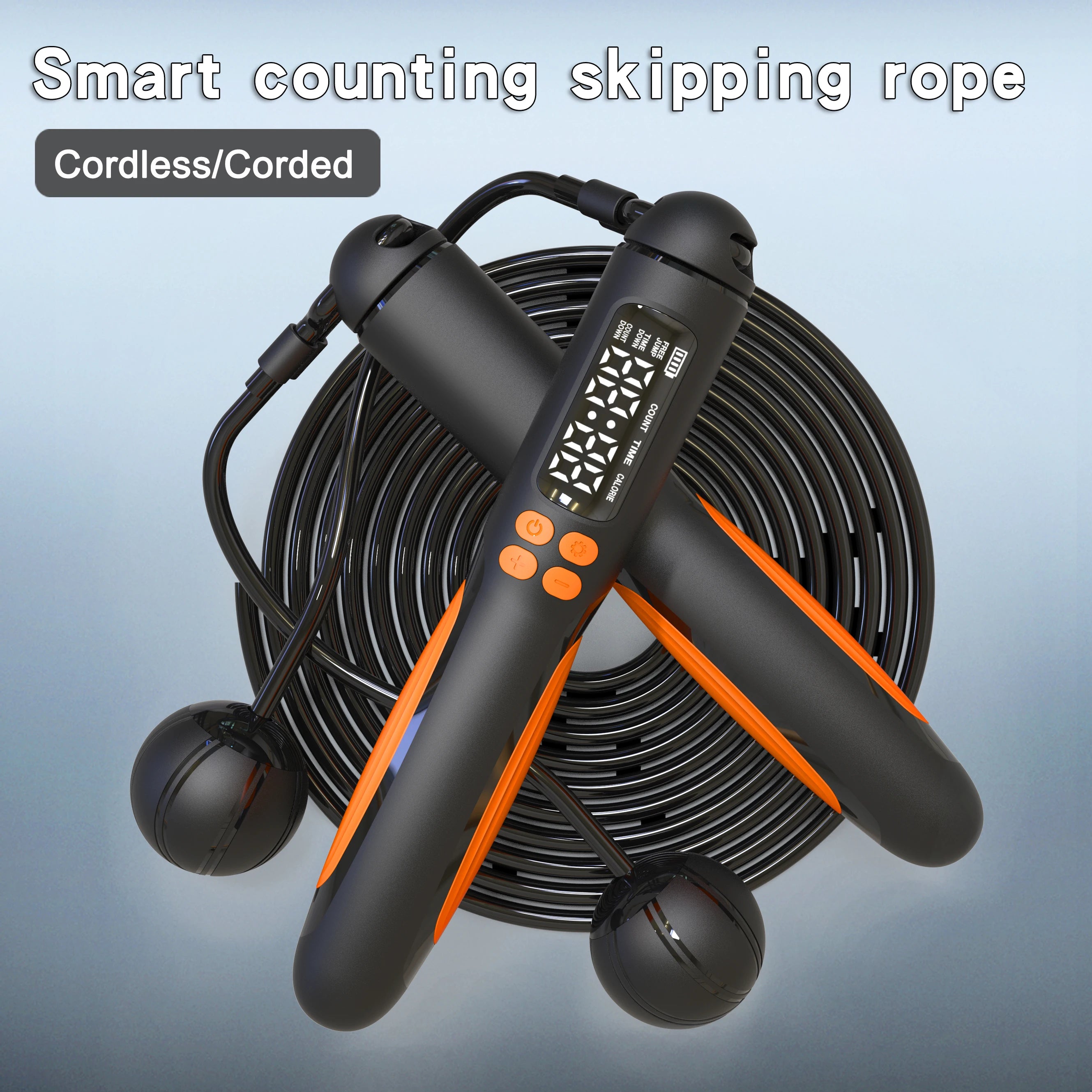 2 In 1 Counting Jump Smart Jump Rope with Digital Counter, HD Screen, Rechargeable Battery for Indoor/Outdoor Fitness