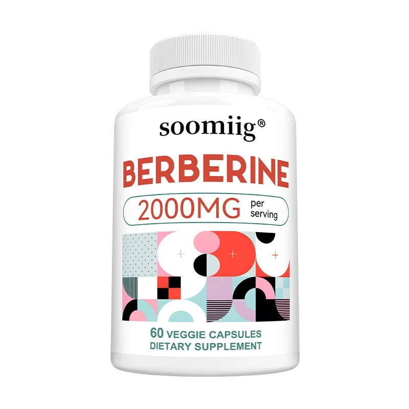 Berberine Capsules - 2000mg, Supports Bone and Cardiovascular Health, Promotes Metabolism, Helps with Energy, Immune System