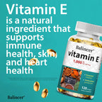 Vitamin E 1000 IU Soft Gel - Vitamin E Supplement, Essential Antioxidant Support, Support Skin, Heart and Immune Health - Path to Self-Improvement