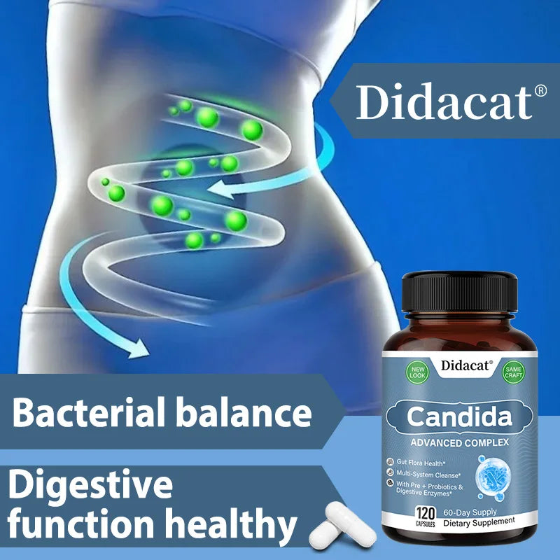 Candida Complex with Digestive Enzymes - Contains Probiotics and Oregano Extract To Balance The Gut and Aid Digestion