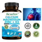 Calcium Magnesium Zinc Vitamin D3 Supplement - Supports Bones, Teeth, Muscles, Nerves, Protein Synthesis, 120 Capsules
