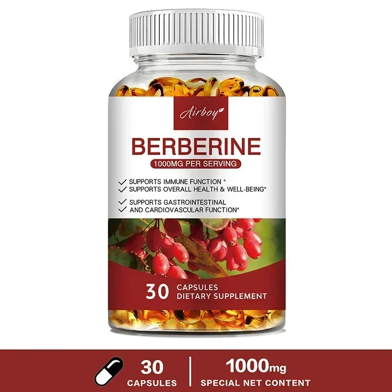 Berberine Capsules - Support Overall Health and Immune Function, Promote Digestion, Enhance Energy, Anti-oxidant and Anti-aging