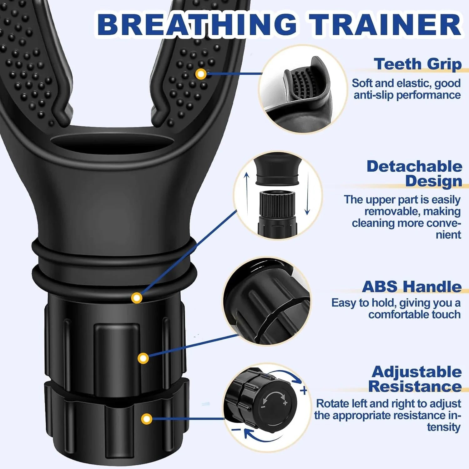 Breathing Trainer Lung Flexer Durable Fitness Exerciser Increases Lung Capacity Breath Adjustable Levels Respiratory Deep Breath