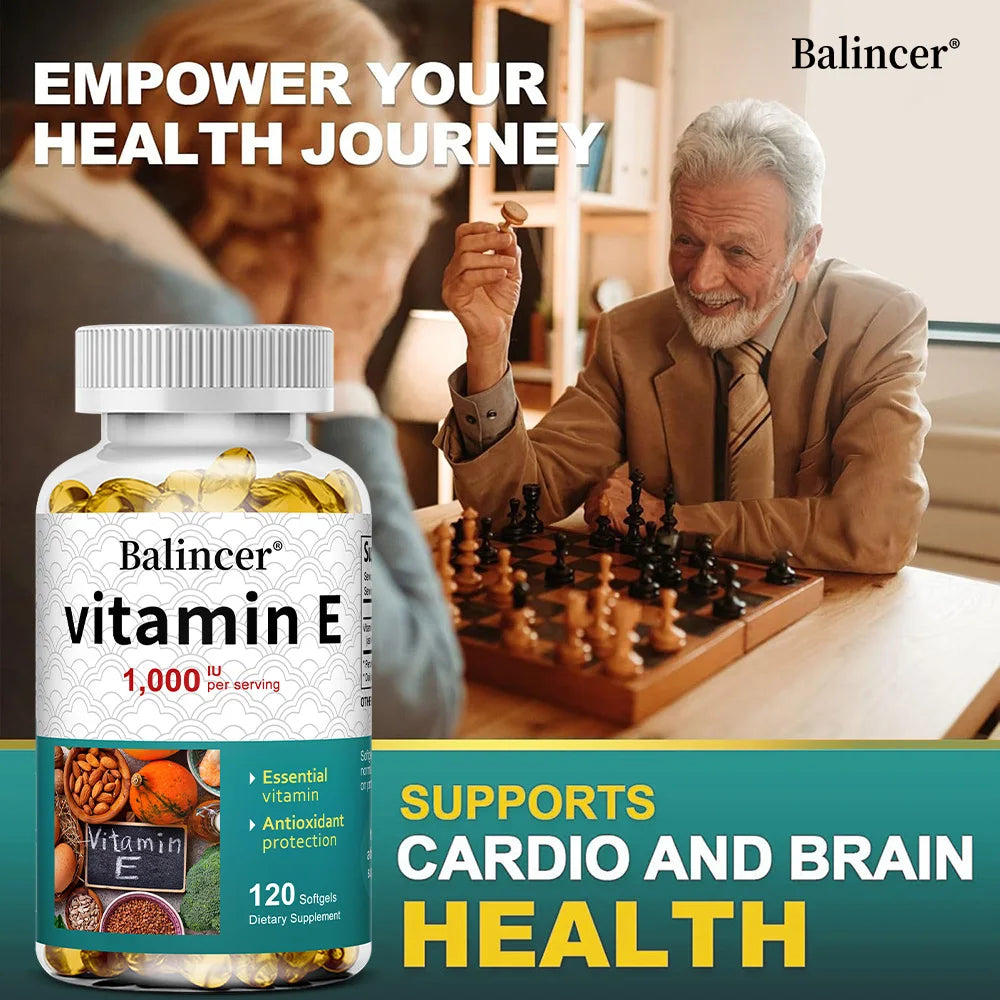 Vitamin E 1000 IU Soft Gel - Vitamin E Supplement, Essential Antioxidant Support, Support Skin, Heart and Immune Health - Path to Self-Improvement