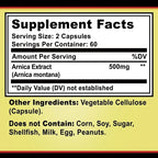 Arnica Montana Capsules - Suitable for Bruises and Swelling, Relieves Pain, Improves Mood, and Boosts Immunity - 120 Capsules - Path to Self-Improvement